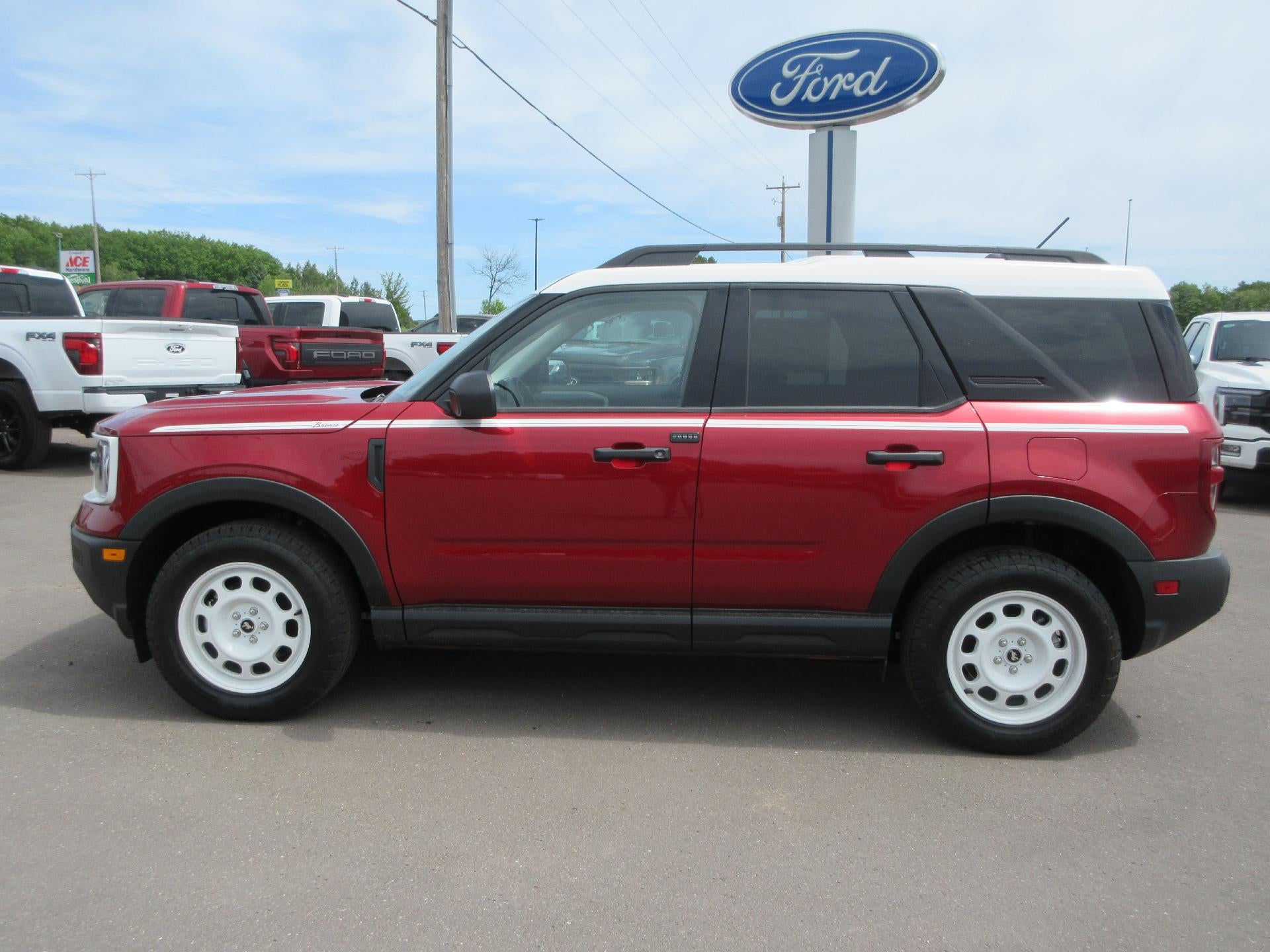 2025 Ford Bronco Sport Heritage 4x4 in Ruby Red Metallic Tinted Clearcoat — front three-quarter view